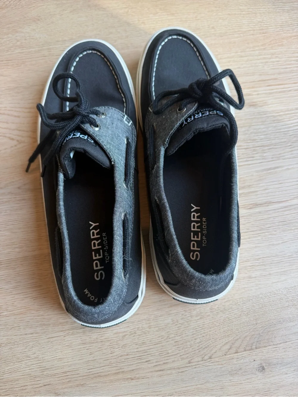 Sperry Two-Tone Black and Charcoal Canvas Boat Shoes